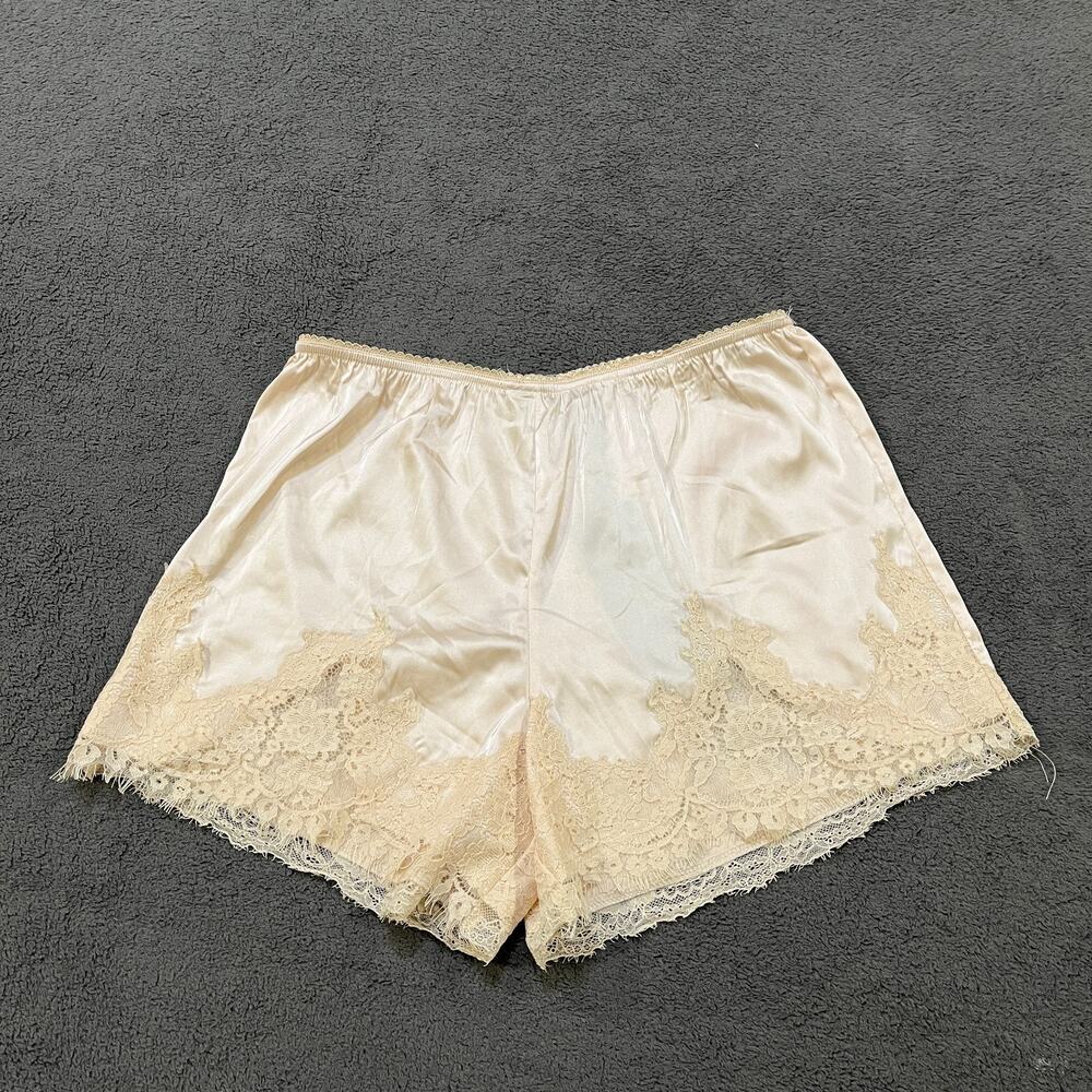 Sans Souci Beige Satin Lace Trim Tap Shorts Camisole Pajama-Women Size M NWT